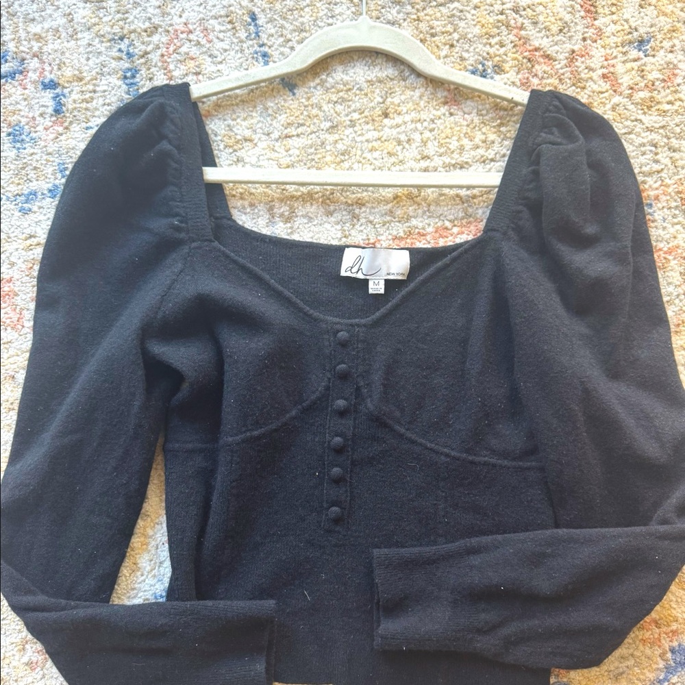 Anthropologie Black Square Neck Sweatee